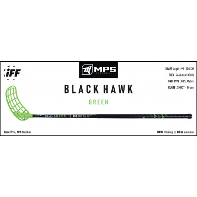 Florbalová hokejka MPS BLACK HAWK Green IFF 100cm